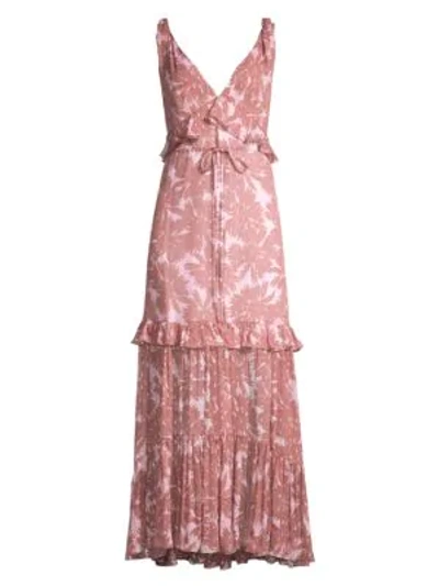Shop Diane Von Furstenberg Women's Misha Ruffle Daisy Print Maxi Dress In Daisy Silhouette Pale Mauve