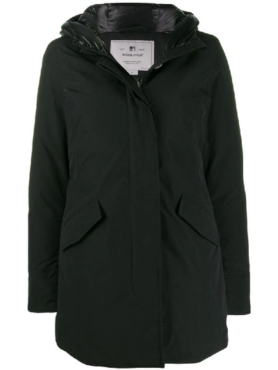 Shop Woolrich Hooded Coat - Black