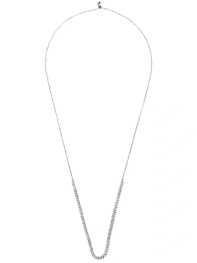 Shop As29 18kt White Gold Pear Shape Round Diamond Bolo Necklace In Silver