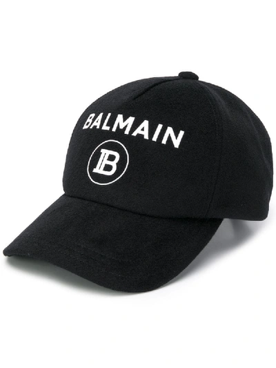 Shop Balmain Baseballkappe Mit Logo - Schwarz In Black