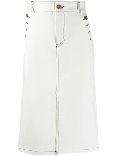 Shop See By Chloé Split Front Denim Skirt In White