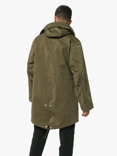 Shop Ten C Mid-length Cotton Parka Jacket In Green