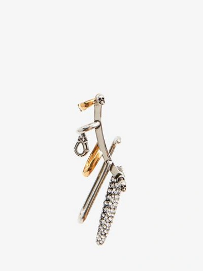 Shop Alexander Mcqueen Multi Hoop Ear Cuff In Multicolor