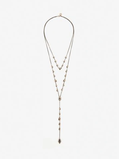 Shop Alexander Mcqueen Spider And Skull Chain Necklace In Silver