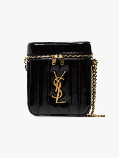 Shop Saint Laurent Black Vicky Patent Leather Vanity Cross Body Bag