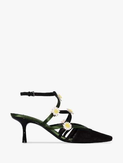 Shop Fabrizio Viti Black Gardner 65 Leather Flower Pumps