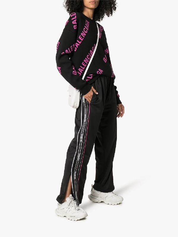 Balenciaga Side Stripe Track Pants In Black | ModeSens