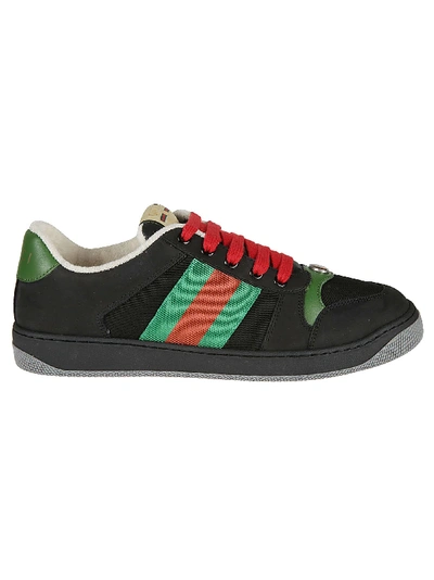 Shop Gucci Striped Sneakers In Black