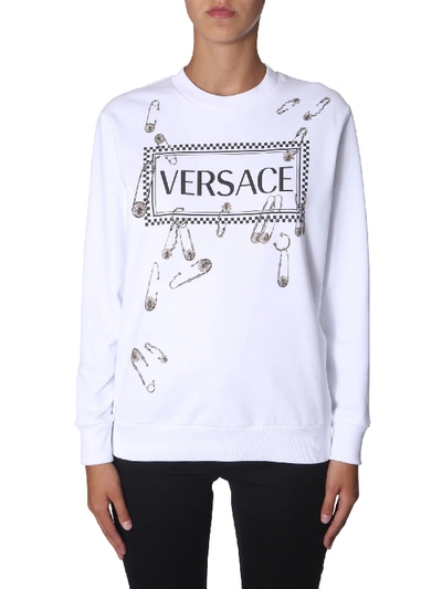 Shop Versace Round Neck Sweatshirt In Bianco