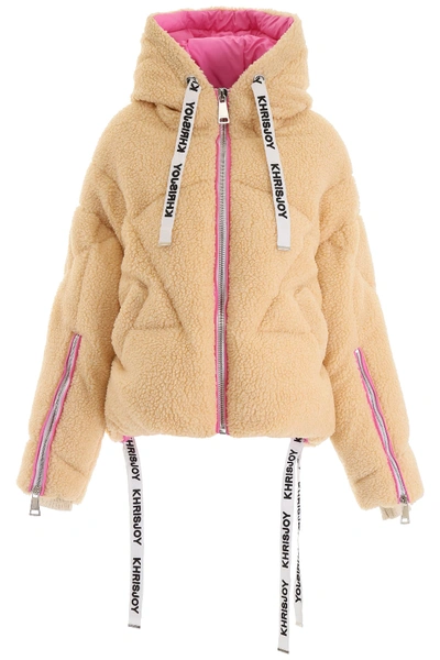 Shop Khrisjoy Faux Shearling Khris Puffer Jacket In Beige (beige)