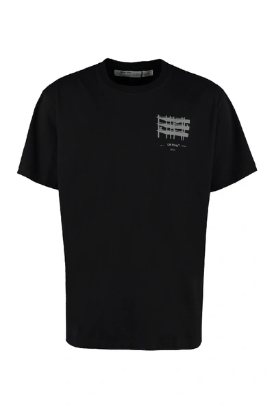 Shop Off-white Printed Cotton T-shirt In Black