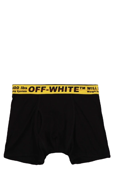 Shop Off-white Logoed Elastic Band Cotton Trunks In Black