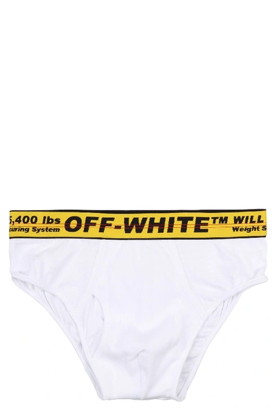 Shop Off-white Logoed Elastic Band Cotton Briefs In White