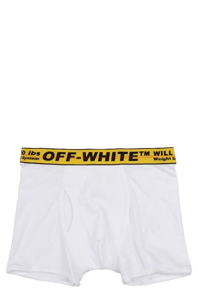 Shop Off-white Logoed Elastic Band Cotton Trunks In White