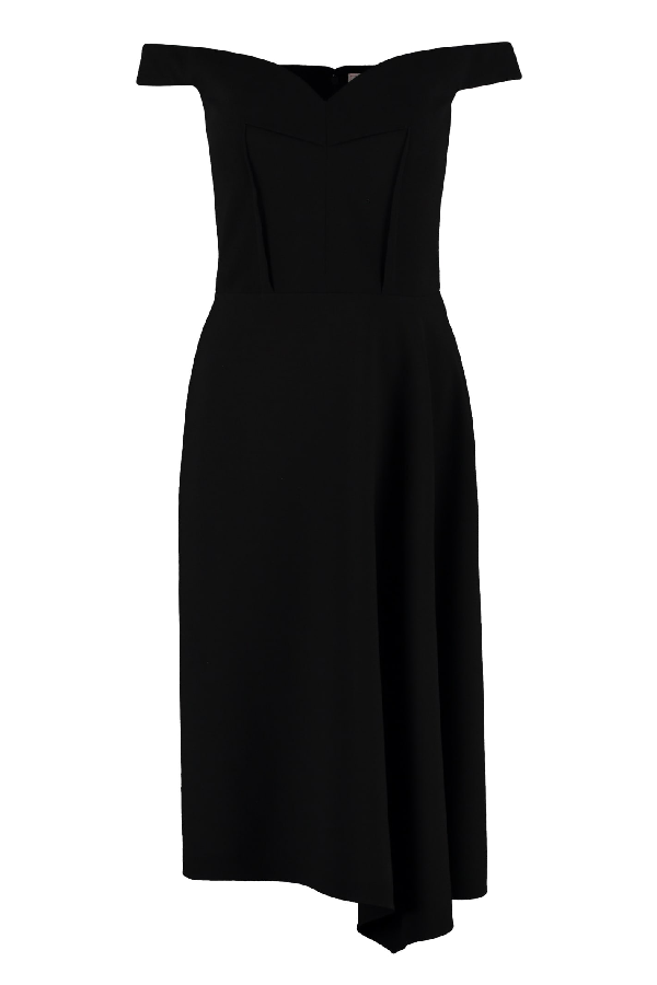 Alexander Mcqueen Wool Crepe Dress In Black | ModeSens