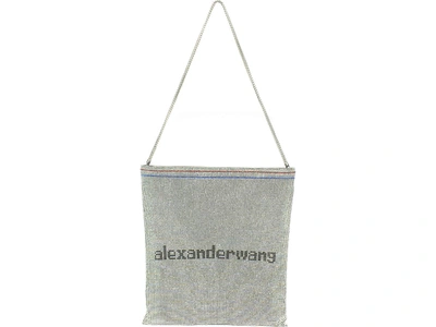 Shop Alexander Wang Wangloc Rhinestone Gallon Pouch In Silver