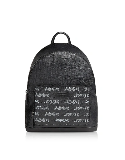 Shop Ermenegildo Zegna Black Coated Canvas Signature Backpack