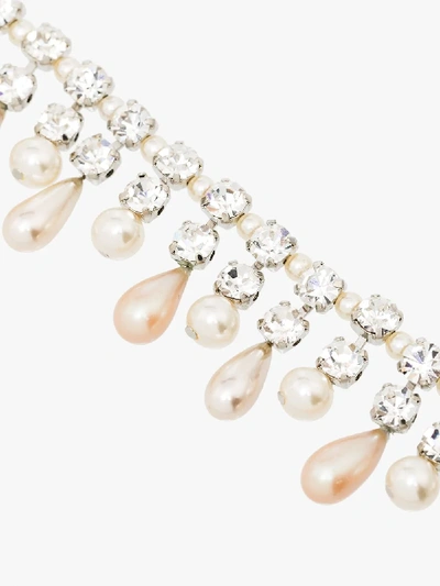 Shop Alessandra Rich Silver Tone Pearl And Crystal Necklace In White