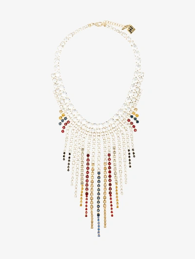 Shop Rosantica Cascade Crystal Drape Necklace In Metallic / Multi