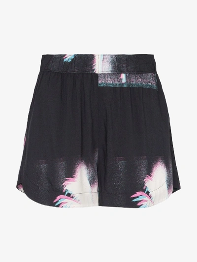 Shop Double Rainbouu Palm Tree Print Shorts In Black