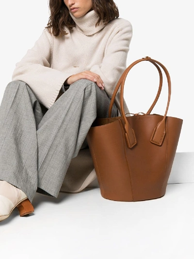 Shop Bottega Veneta Brown Large Leather Tote Bag