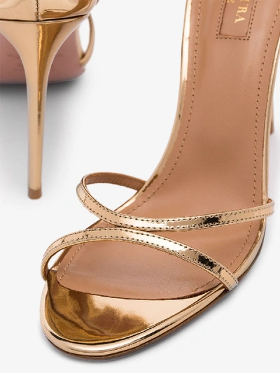 Shop Aquazzura Gold Purist 105 Leather Sandals