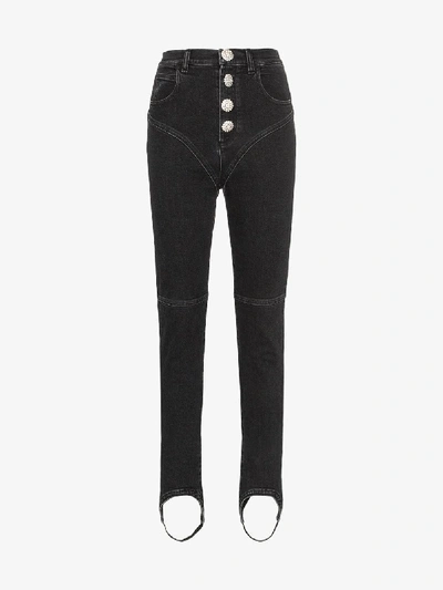 Shop Alessandra Rich High-rise Stirrup Jeans In Black