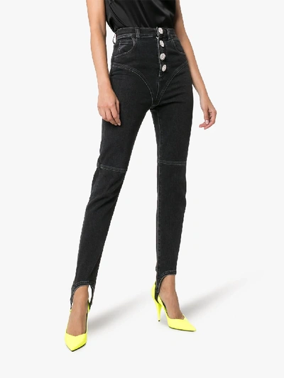 Shop Alessandra Rich High-rise Stirrup Jeans In Black