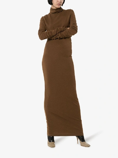 Shop Lemaire Jersey Maxi Dress In Brown