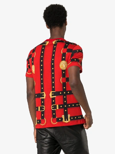 Shop Versace Harness Print T-shirt In Red