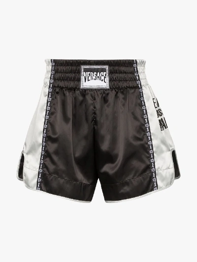 Shop Versace Logo Patch Boxing Shorts In Black