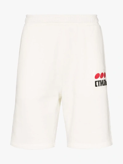 Shop Heron Preston Ctnmb Dots Print Cotton Shorts In White