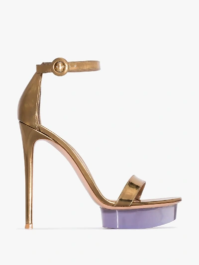 Shop Gianvito Rossi Gold Grossi 130 Leather Sandals