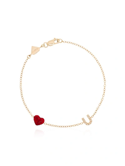 Shop Alison Lou Love U 14kt Gold And Diamond Bracelet