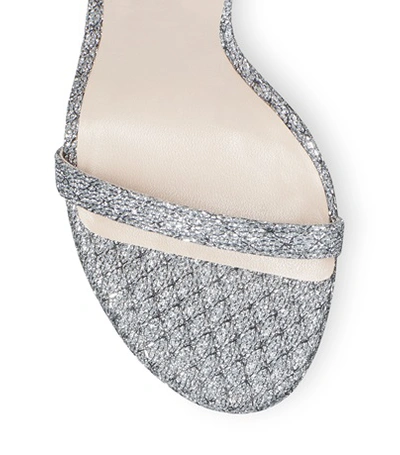 Shop Stuart Weitzman The Nudist Disco Sandal In Silver Night Stars Lamé