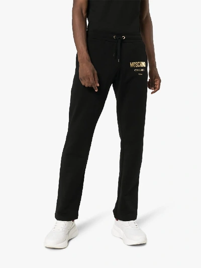Shop Moschino Logo Drawstring Sweatpants In Black