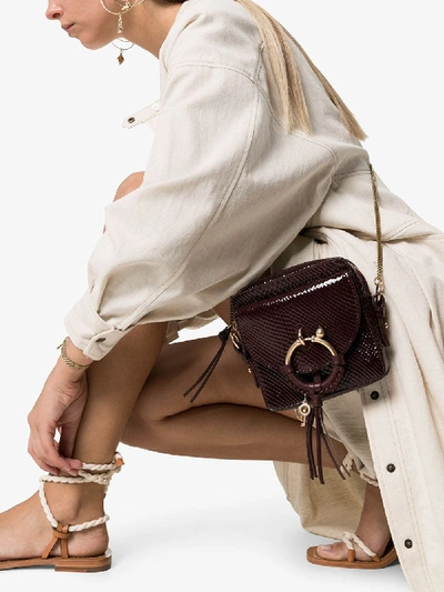 Shop See By Chloé Burgundy O-ring Snake-effect Cross Body Bag In Red