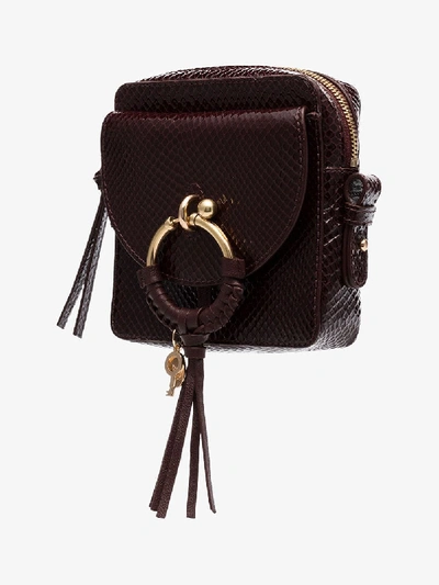 Shop See By Chloé Burgundy O-ring Snake-effect Cross Body Bag In Red