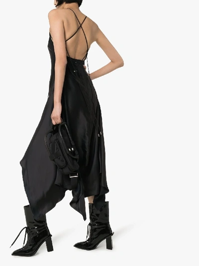 Shop Alyx 1017  9sm Asymmetric Midi Satin Slip Dress In Black