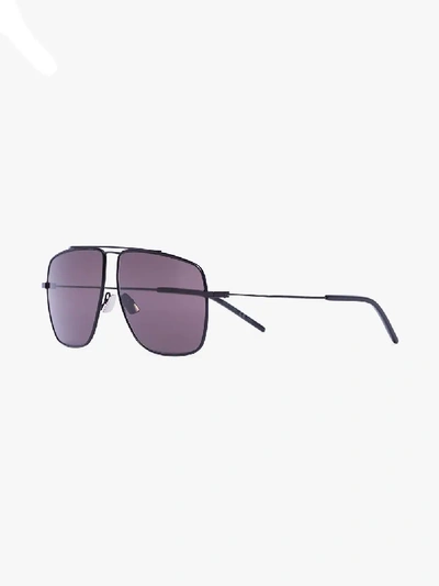 Shop Saint Laurent Eyewear Black Aviator Sunglasses