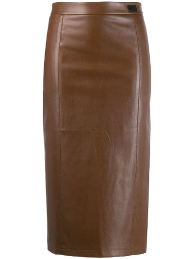 Shop Be Blumarine Pencil Skirt - Brown