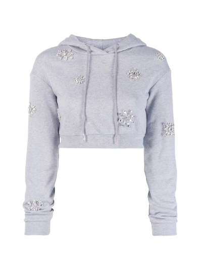 Shop Area Embellished Cropped Hoodie In Grey