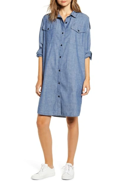 Shop Alex Mill Military Chambray Shirtdress In Blue