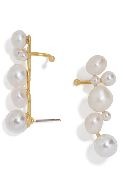 Shop Baublebar Set Of 2 Soraida Pearl Ear Crawlers In Pearl/ Gold