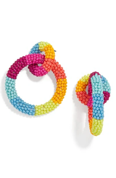 Shop Baublebar Emma Beaded Hoop Earrings In Rainbow