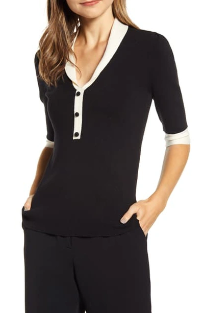 Shop Anne Klein Shawl Collar Sweater In Anne Black/ Anne White