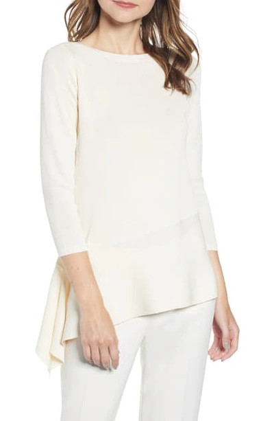 Shop Anne Klein Asymmetrical Long Sleeve Sweater In Anne White