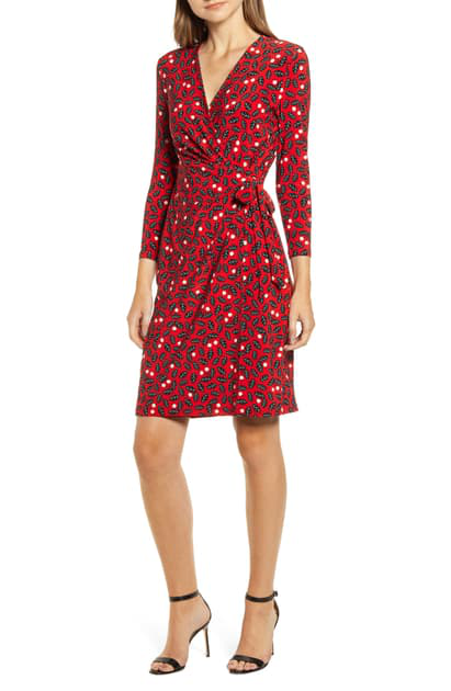 anne klein black wrap dress