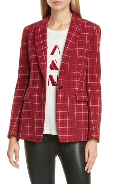 Shop Rag & Bone Hazel Check Wool Blend Blazer In Redchk