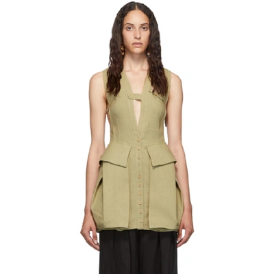 Shop Jacquemus Beige Le Haut Kimbe Tank Top In Dark Beige